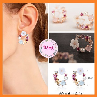[Ảnh thật - Bg03] Bông tai thời trang Hàn Quốc hình tròn hoa