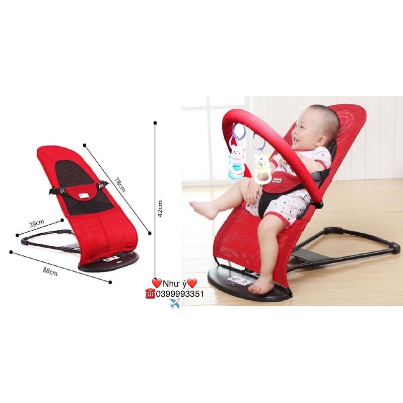 (SHIP HỎA TỐC)Ghế rung cho bé có kèm thanh treo đồ chơi - Ghế rung lưới cho bé