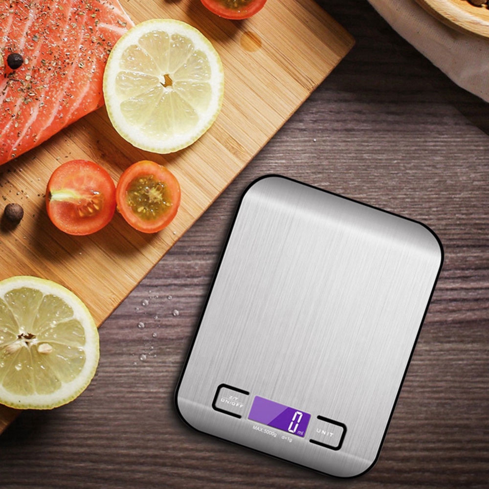 【Ready Stock】 5kg/1g Stainless Steel Digital Electronic Kitchen Food Diet Scale G OZ LB ML  KG Milk ML Baking Electronic scale 【Doom】