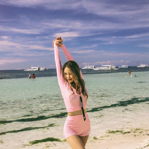 Bikini hai mảnh áo tay dài quần lưng cao dây khóa kéo phong cách năng động - M095 - Mermaid