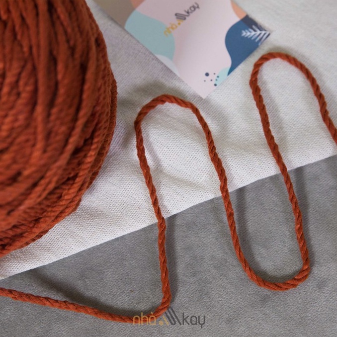 500 gram Dây thừng màu CAM ĐẤT macrame 5mm 3 xoắn