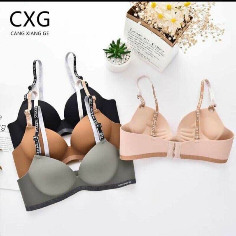Áo lót nữ su đúc C.X.G cao cấp, không gọng, nâng đẩy đẹp - Áo chíp A19. Kèm ảnh và video thật.