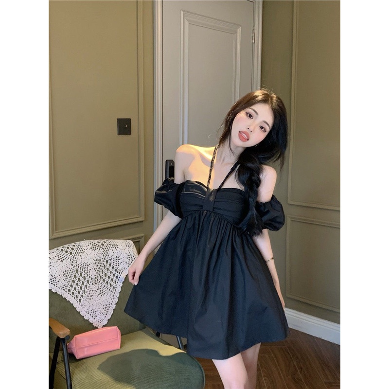 Đầm nữ dáng xòe dây cổ yếm mini Emilyshop