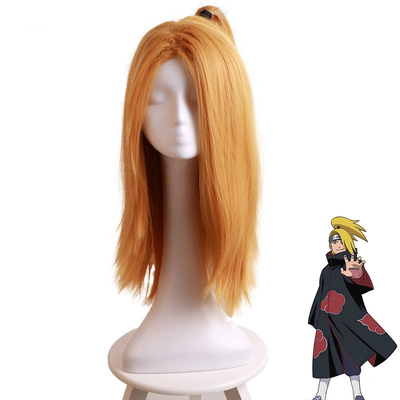 ◐Naruto wig Dedara golden tie-up style anime high temperature silk cosplay