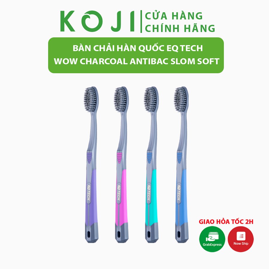 Bàn chải đánh răng EQ Tech WOW Charcoal Antibac Slim Soft bàn chải lông mềm Hàn Quốc diệt khuẩn khử mùi bảo vệ nướu lợi