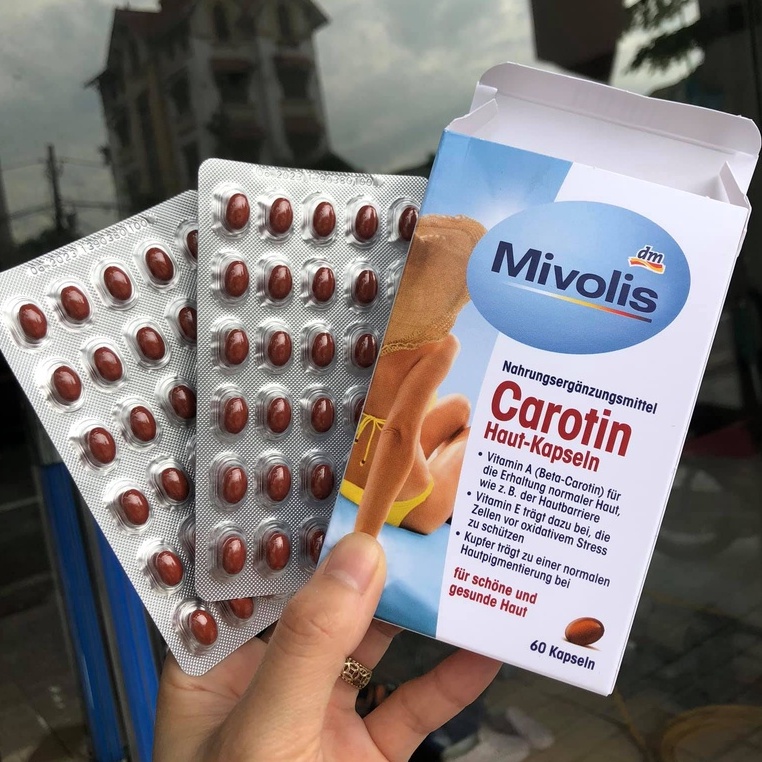 Viên Uống Chống Nắng Trắng Da Mivolis Carotin Đức - VIÊN UỐNG CHỐNG NẮNG NỘI SINH