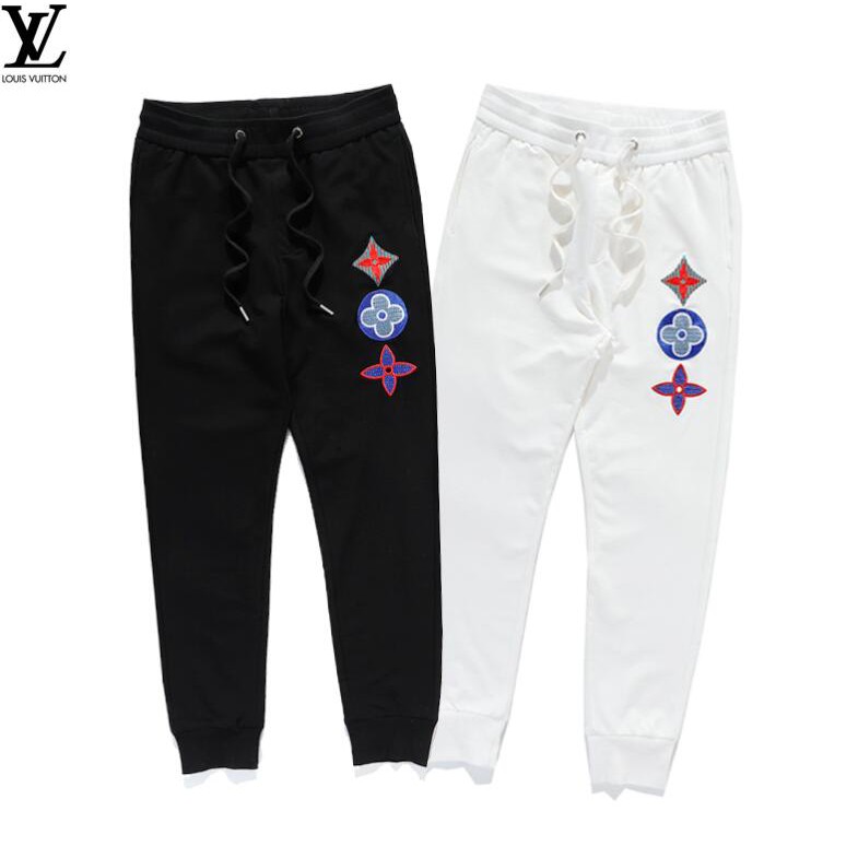LV Quần Dài Chất Liệu Vải Cotton Có Thêu Hoạ Tiết Đơn Giản Thời Trang