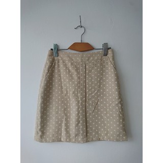 Chân váy polka dot tủ nhà mây dáng chữ a họa tiết chấm bi màu be,vàng
