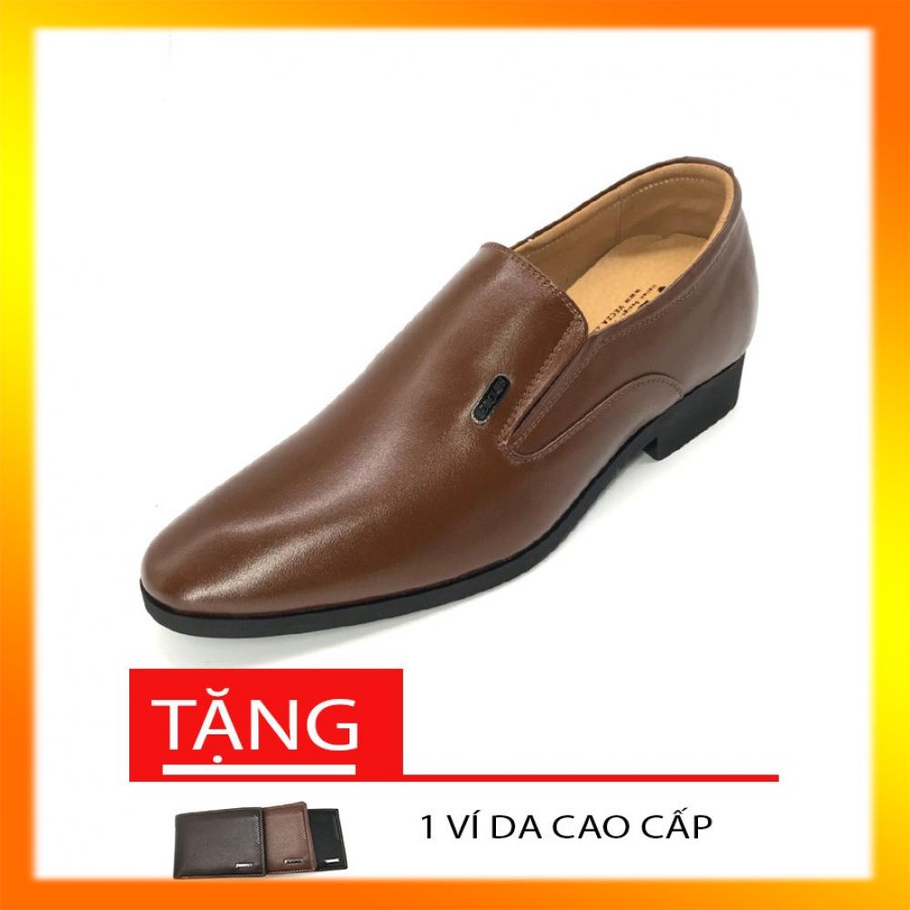 [MUA 1 ĐƯỢC 2] GIÀY TÂY TĂNG CHIỀU CAO 6 CM DA BÒ N2101MK- NÂU[TẶNG VÍ DA CAO CẤP TRỊ GIÁ 190K]