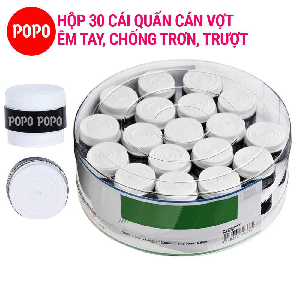 Quấn cán Tennis, Cầu lông POPO OG1 (Hộp 30 cái) quấn cán mềm mại độ bền cao