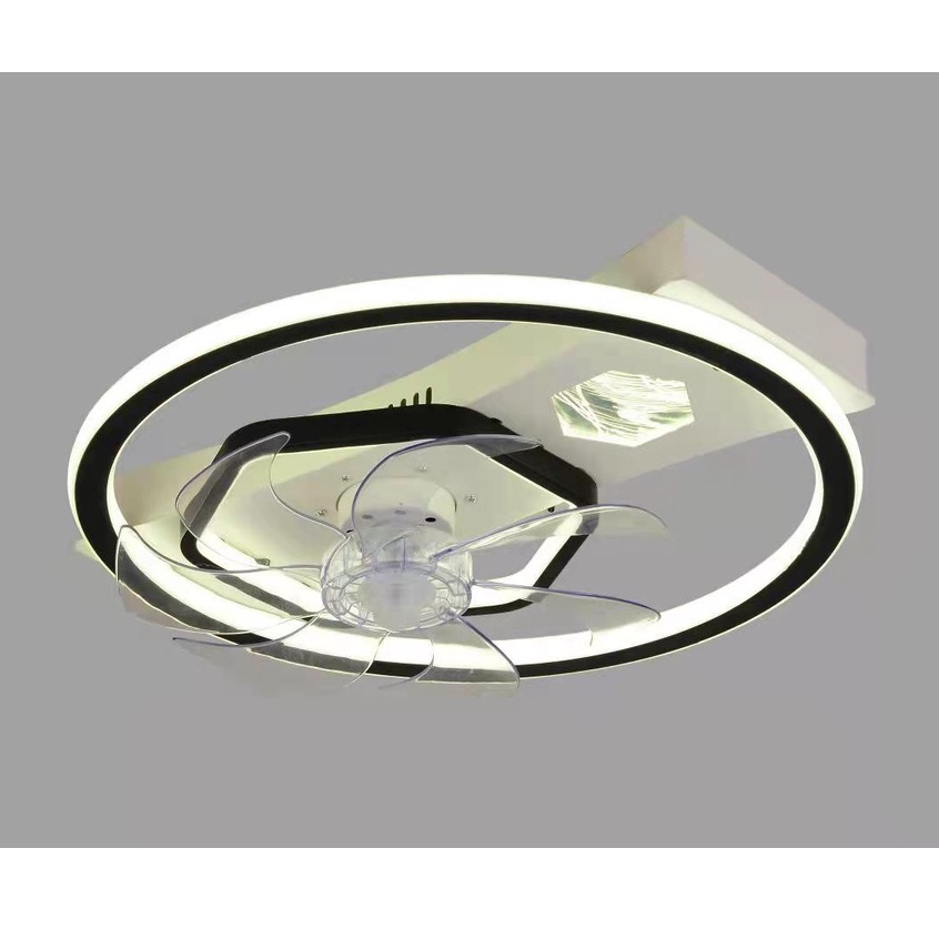 Đèn quạt led ốp trần MONSKY trang trí 3 chế độ ánh sáng kèm điều khiển từ xa hiện đại