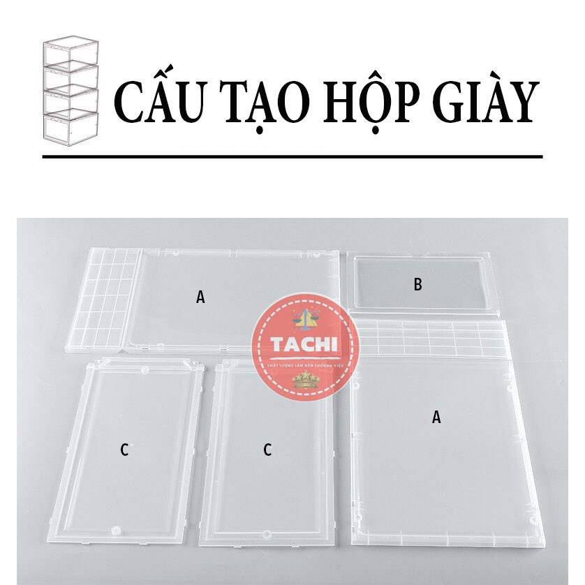 Hộp đựng giày dép thông minh đa năng cứng cáp size lớn có nắp nam châm trong suốt lắp ráp tiện lợi ( LOẠI XỊN )