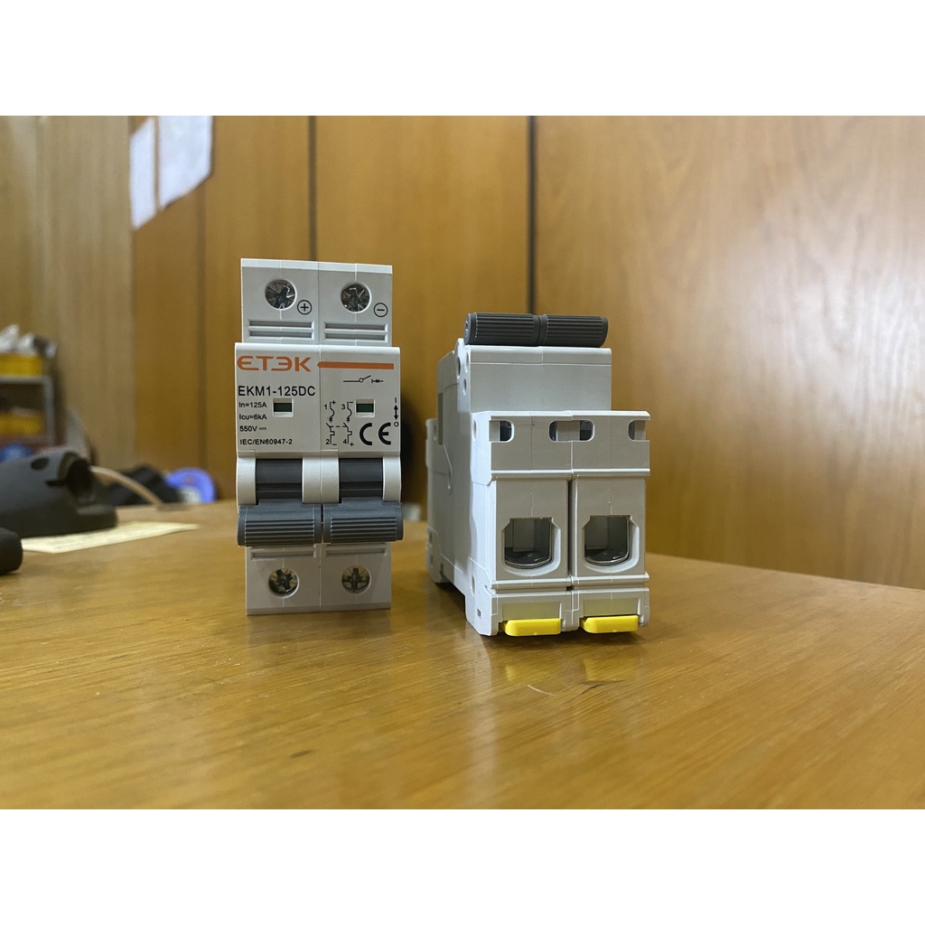 Cầu dao CB DC acquy 125A 2P 550V ETEK EKM1-125DC, EKM2-125DC