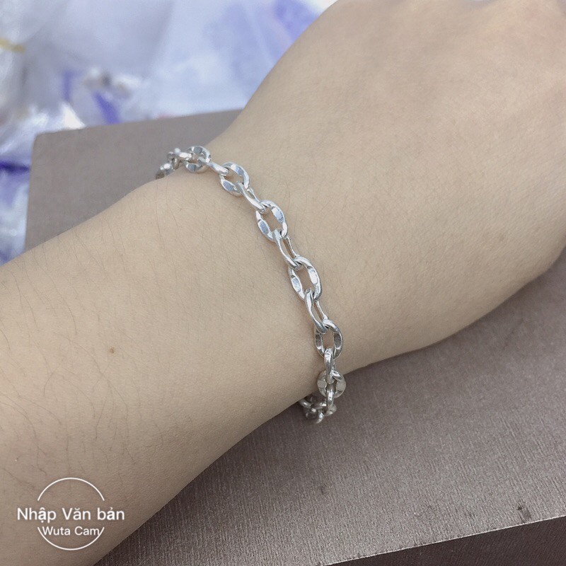 Lắc tay hình bầu chặt giữa bạc ta đặc dày NGỌC MẬU