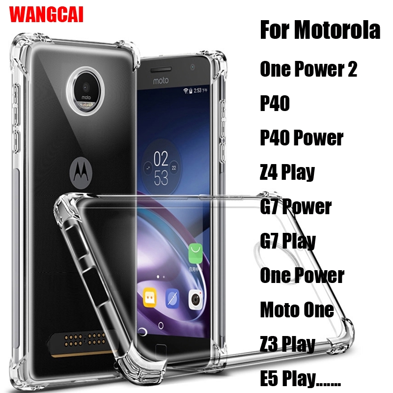 Ốp điện thoại trong suốt cho Motorola Moto One P40 G7 Power 2 Z4 Z3 Z2 Z Play E5 G6 G5s E4 G4 Plus X4 M Z Force