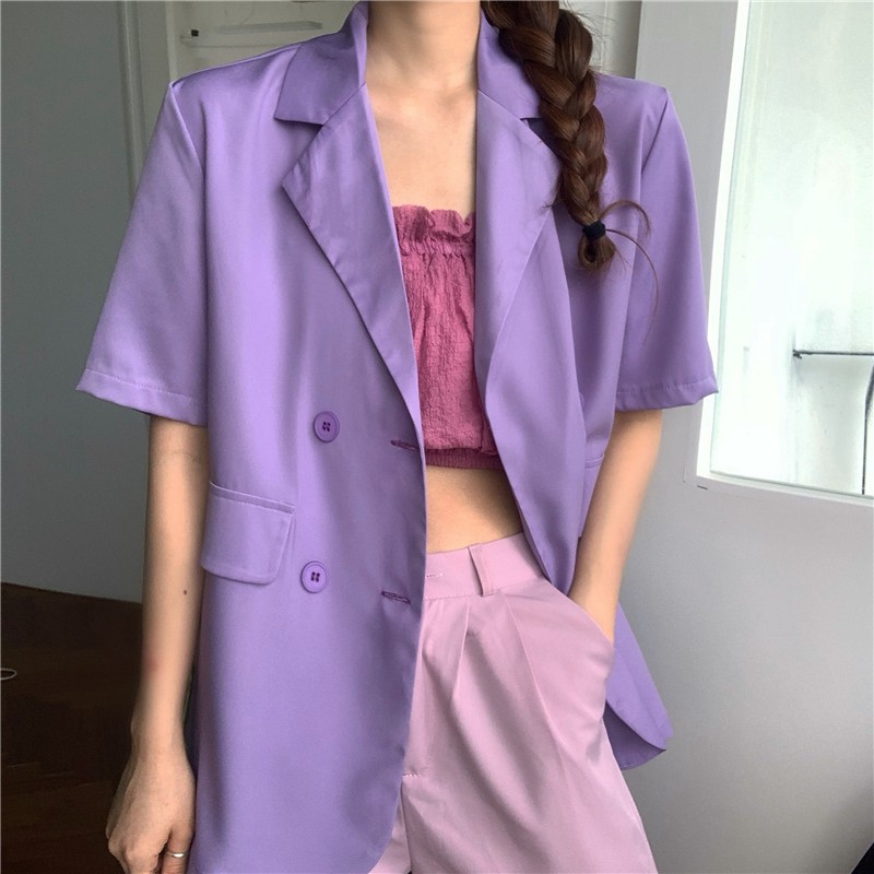 ÁO BLAZER TAY NGẮN MÙA HÈ TÍM