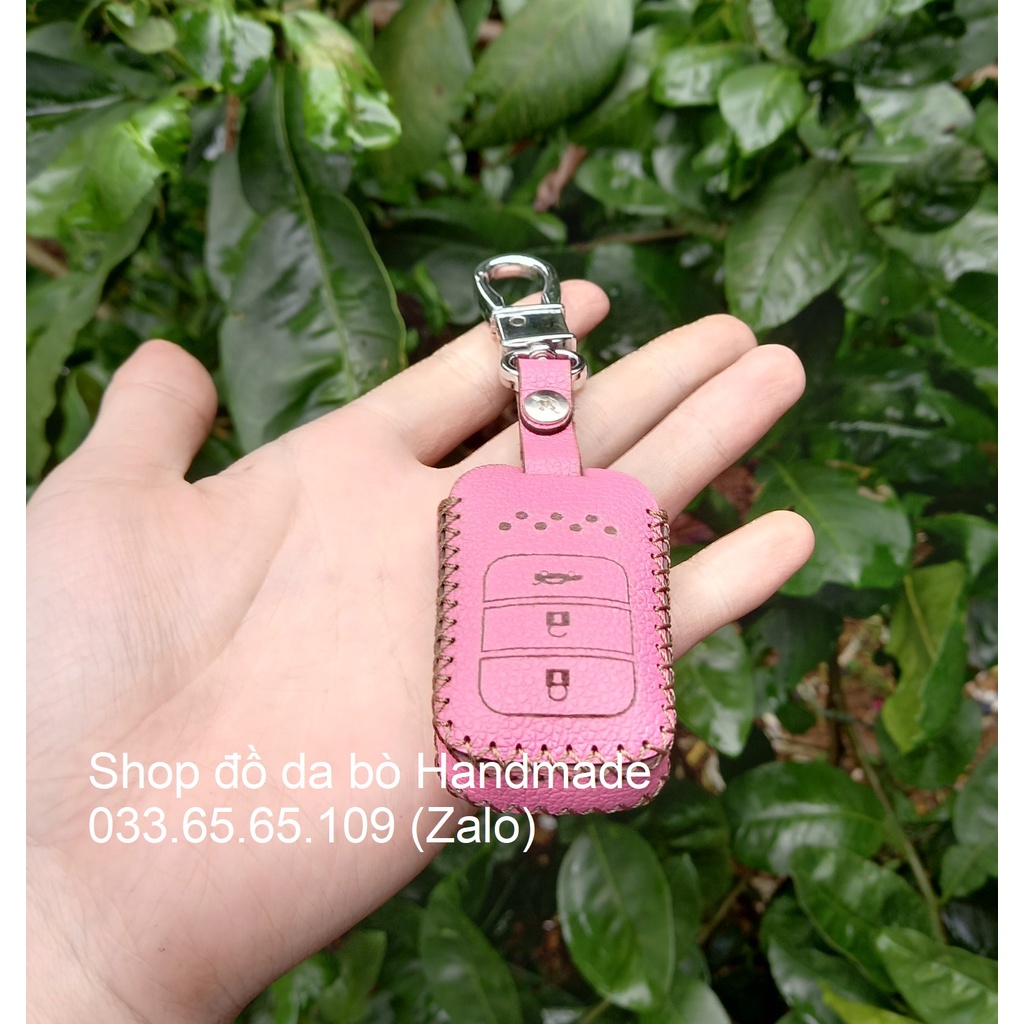 Bao da chìa khóa Honda HRV, Civic 2022 -2023 phom mới chìa 3 nút, 4 nút bấm bằng da bò thật, khắc tên miễn phí
