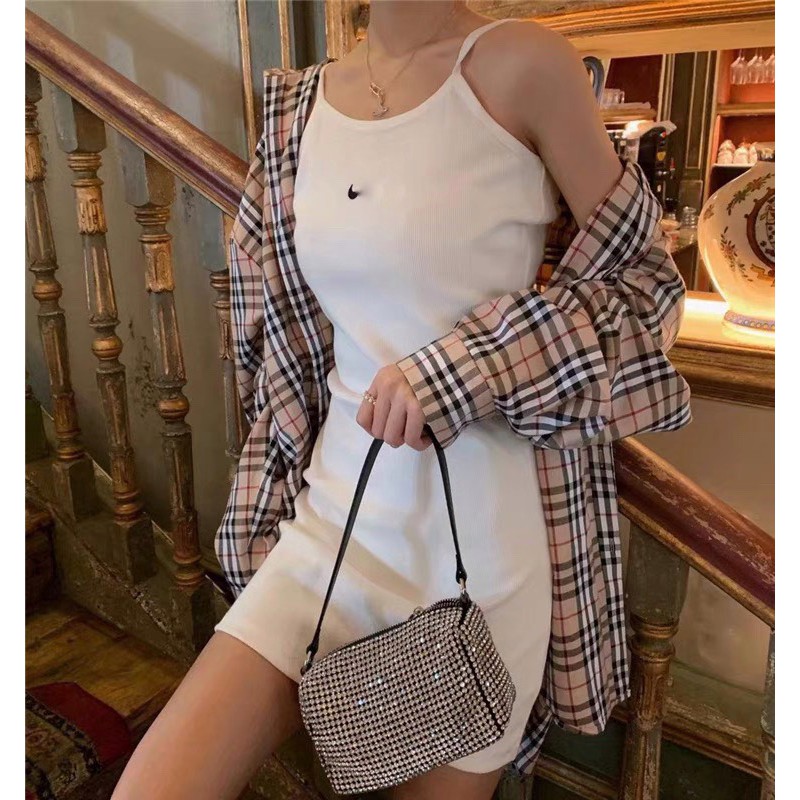 Váy 2 dây KA Closet Váy ôm body 2 màu Đen, Trắng, chất thun gân co dãn | BigBuy360 - bigbuy360.vn