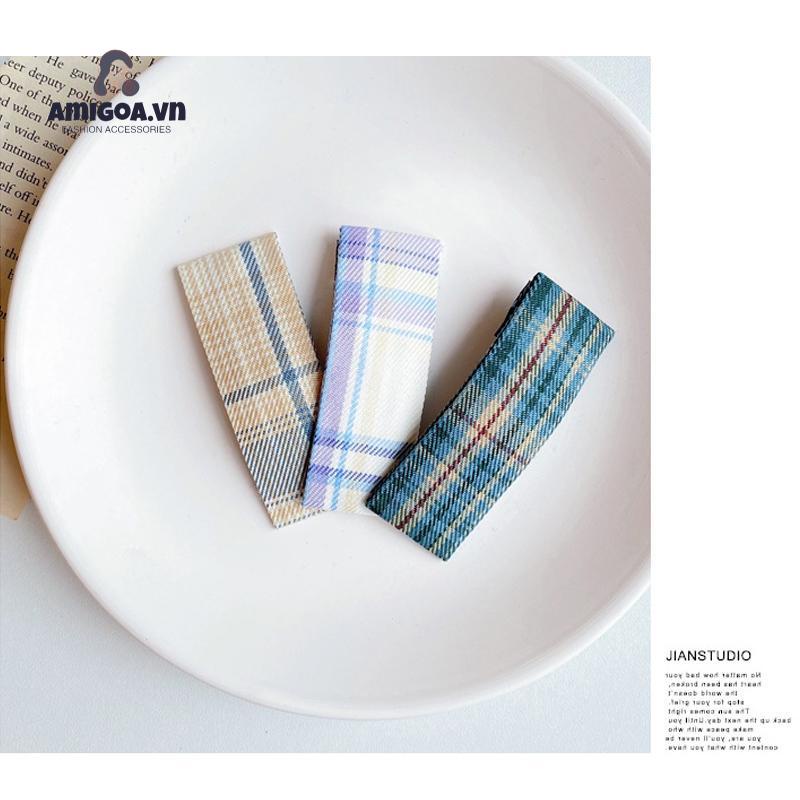 Kẹp Tóc Họa Tiết Kẻ Sọc Thiết Kế Đơn Giản Dễ Thương