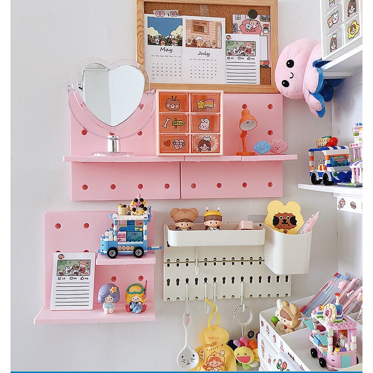 Bảng Pegboard nhựa trang trí decor góc học tập, thiết kế đẹp nhỏ gọn