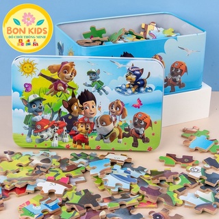 Đồ chơi tranh xếp hình 200 miếng hộp sắt puzzle nhiều chủ đề - Đồ chơi giáo dục thông minh trẻ em