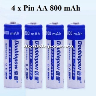 [Combo 4 viên] Pin tiểu sạc Doublepow cỡ AA 800mAh 1.2V dung lượng thật chính hãng