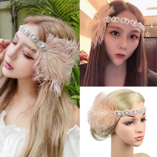 Băng đô đính đá FREE SHIP cài tóc lông chim phong cách châu Âu
