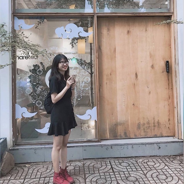 Đầm đen dây rút đi học🌷