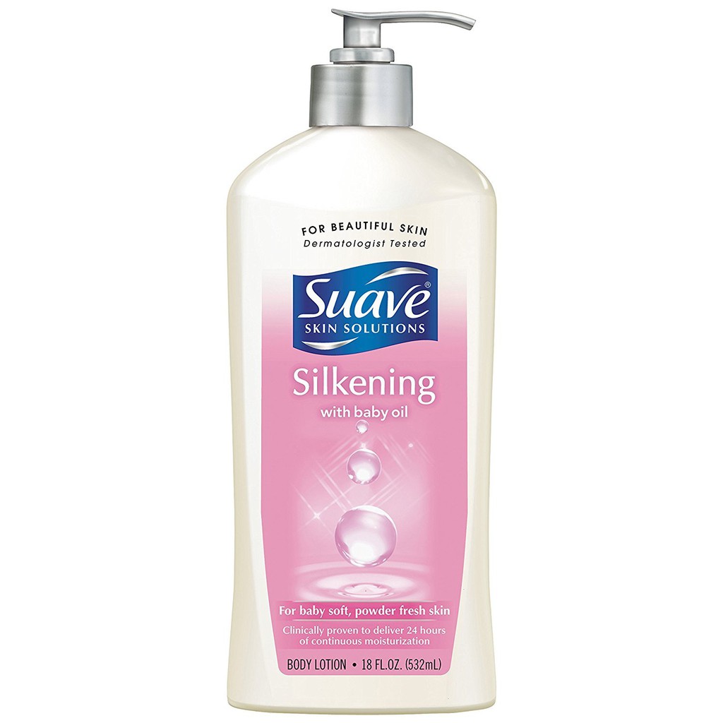 Dưỡng thể giúp da mượt Suave Skin Essentials Body Lotion Silkening 532ml (Mỹ)