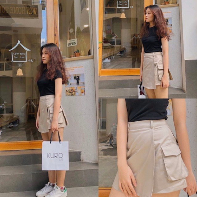 CHÂN VÁY PHỐI QUẦN KAKI STRAP SKIRT - CHÂN VÁY CÓ TÚI ( KÈM ẢNH THẬT TRẢI SÀN ) | BigBuy360 - bigbuy360.vn