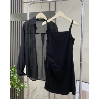 [bigsize 55-100kg] Váy 2 dây + Áo sơ mi