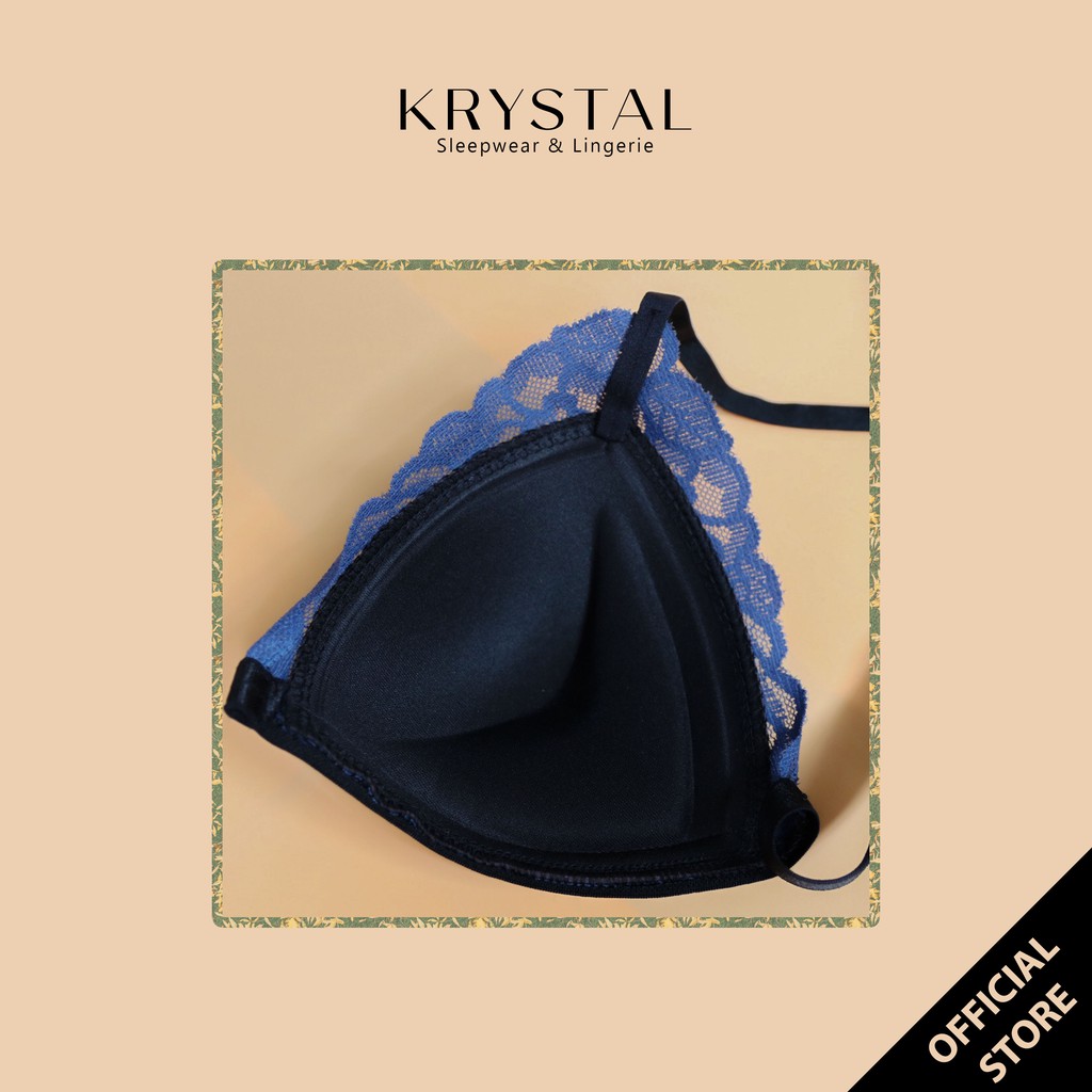 Bộ đồ lót ren không gọng mút vừa màu Xanh navy sexy gợi cảm KRYSTAL Bralette KB34