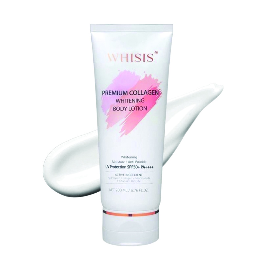 Kem Dưỡng Thể Trắng Da Chống Nắng Nâng Tone Hàn Quốc WHISIS Premium Collagen Whitening Body Lotion 200ml