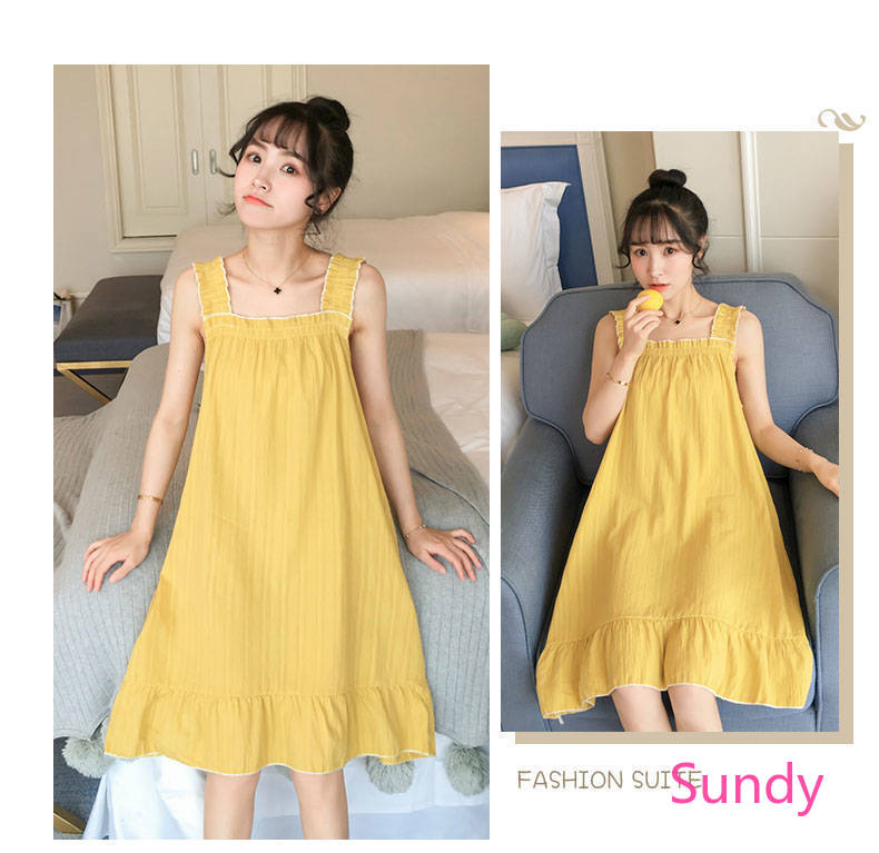 Đầm Ngủ Hai Dây Xinh Xắn Theo Phong Cách Mùa Hè Hàn Quốc