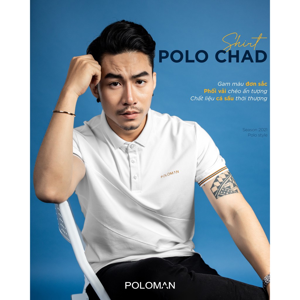 Áo Polo nam cổ bẻ phối CHAD vải cá sấu Cotton xuất xịn,chuẩn form, sang trọng - thanh lịch - POLOMAN | BigBuy360 - bigbuy360.vn