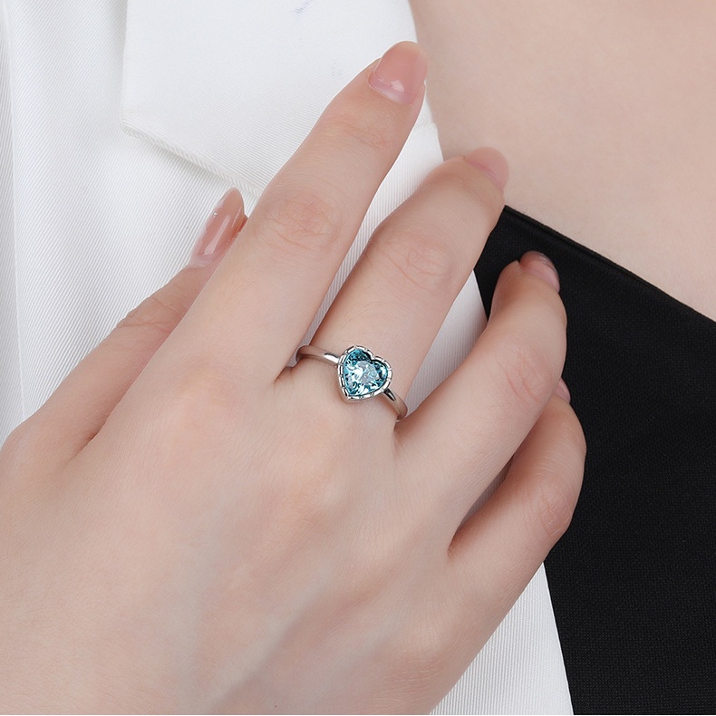 Bộ Trang Sức Mạ Bạc 925 Đính Đá Zircon Xanh Dương Thời Trang