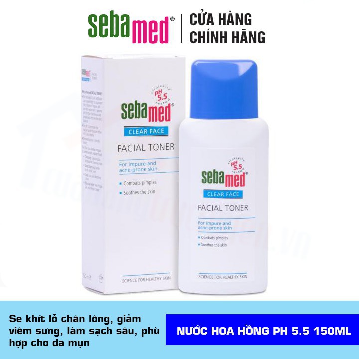 [CHÍNH HÃNG] Nước Hoa Hồng Cân Bằng Da Và Se Khít Lỗ Chân Lông Cho Da Mụn Sebamed ph5.5 150Ml Đức