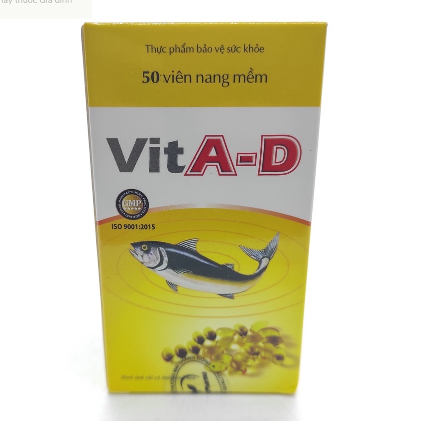 Dầu Cá VitA-D Bổ Sung Vitamin A, D3 - Hỗ Trợ Còi Xương, Mờ Mắt, Khô Mắt - Hộp 50 viên