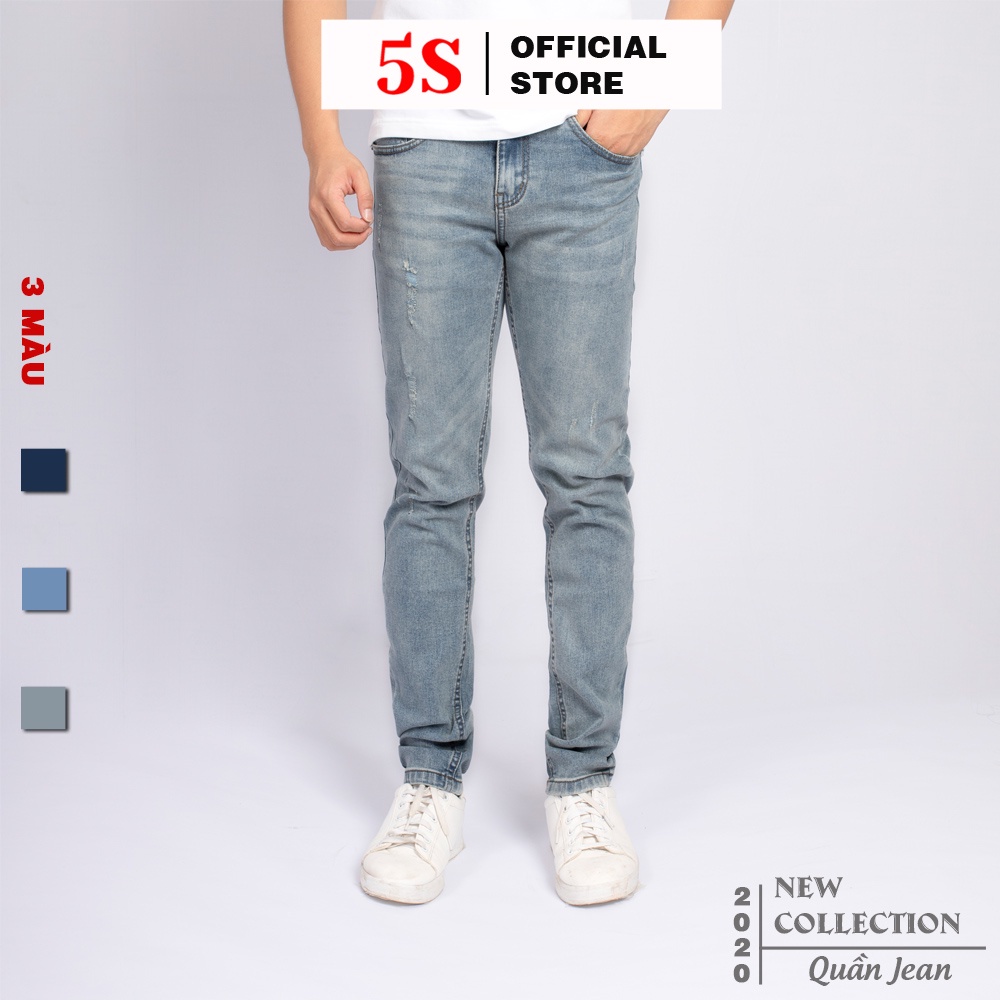 Quần Jean Nam 5S Màu Xanh, Phom Ôm, Trẻ Trung, Thanh Lịch, Co Giãn Tốt - Hàng nhập khẩu