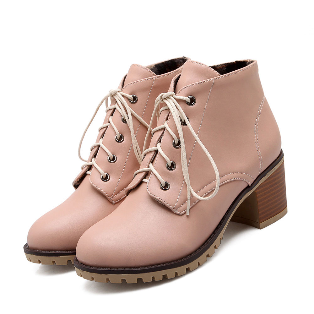 Giày boot ielgy cao gót 6cm mũi tròn màu trơn thời trang cho nữ