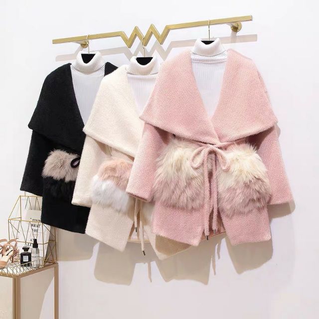 Áo dạ túi lông thỏ