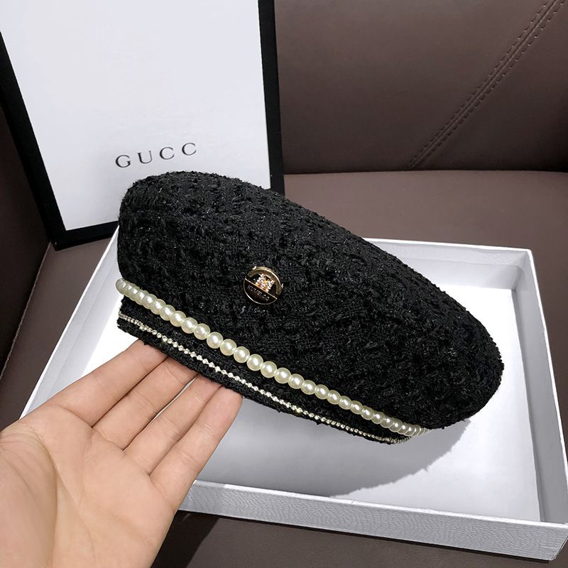 Mũ Beret Dạ Viền Ngọc Tiểu Thư Sang Chảnh