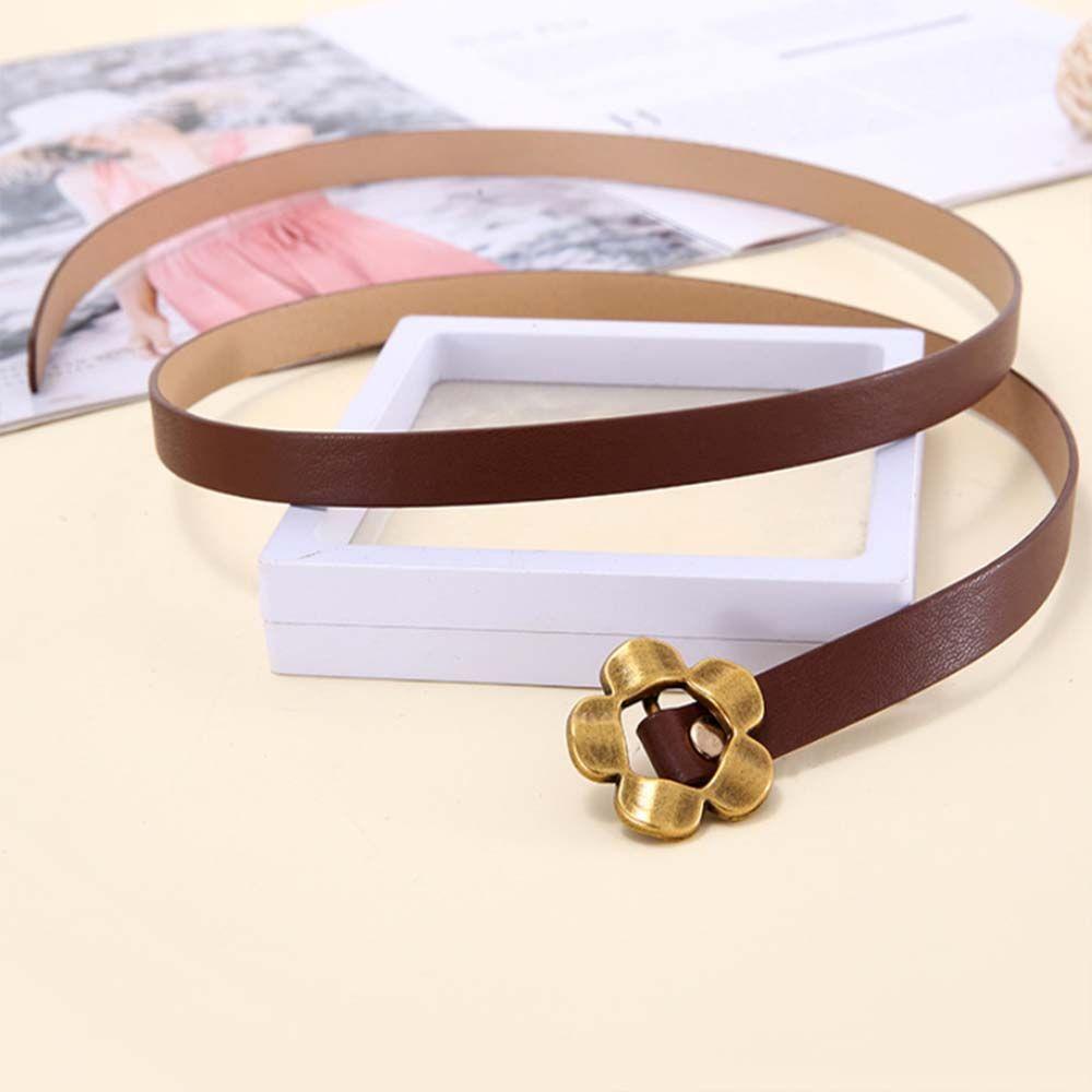 TWINKLE Thắt Lưng Da PU Co Giãn Phối Khóa Hình Hoa Thời Trang Cho Nữ