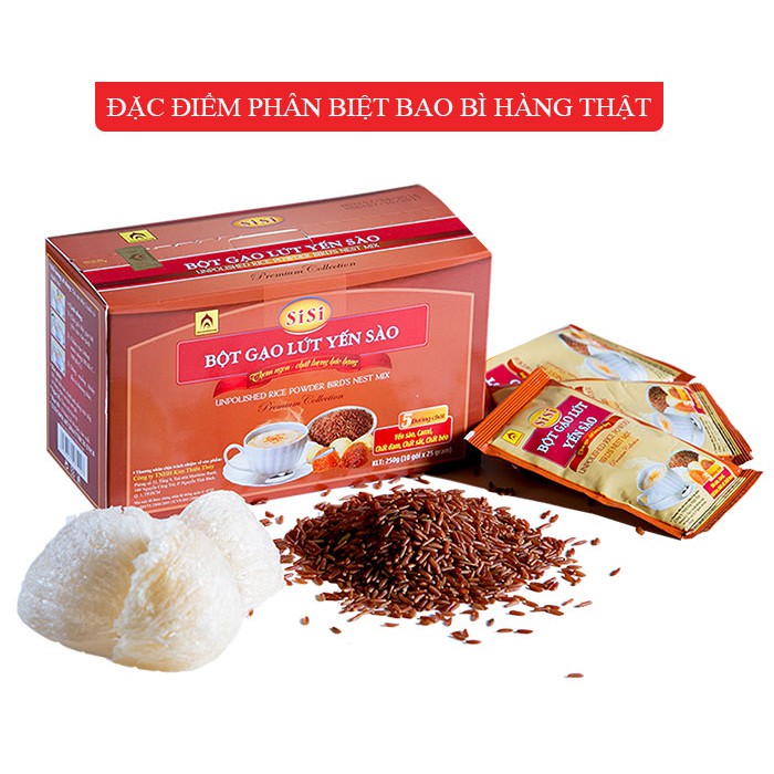 Bột gạo lứt yến sào SiSi Yến Sào Khánh Hòa hộp 250g Hộp 10 Gói Hàng Yến Sào Y083 | BigBuy360 - bigbuy360.vn