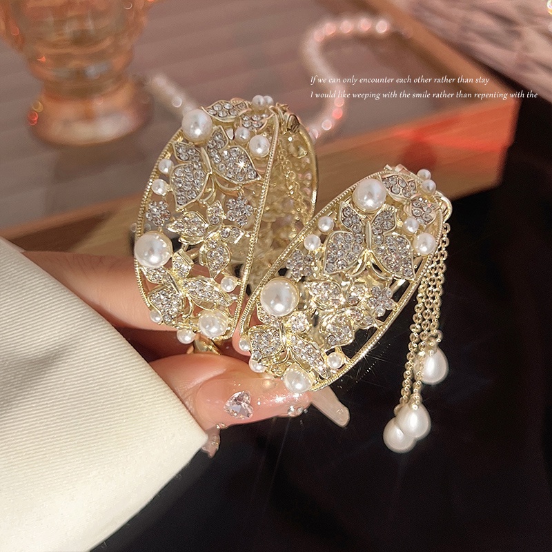 Kẹp Tóc Tua Rua Đính Ngọc Trai Nhân Tạo Phong Cách Mới 2022