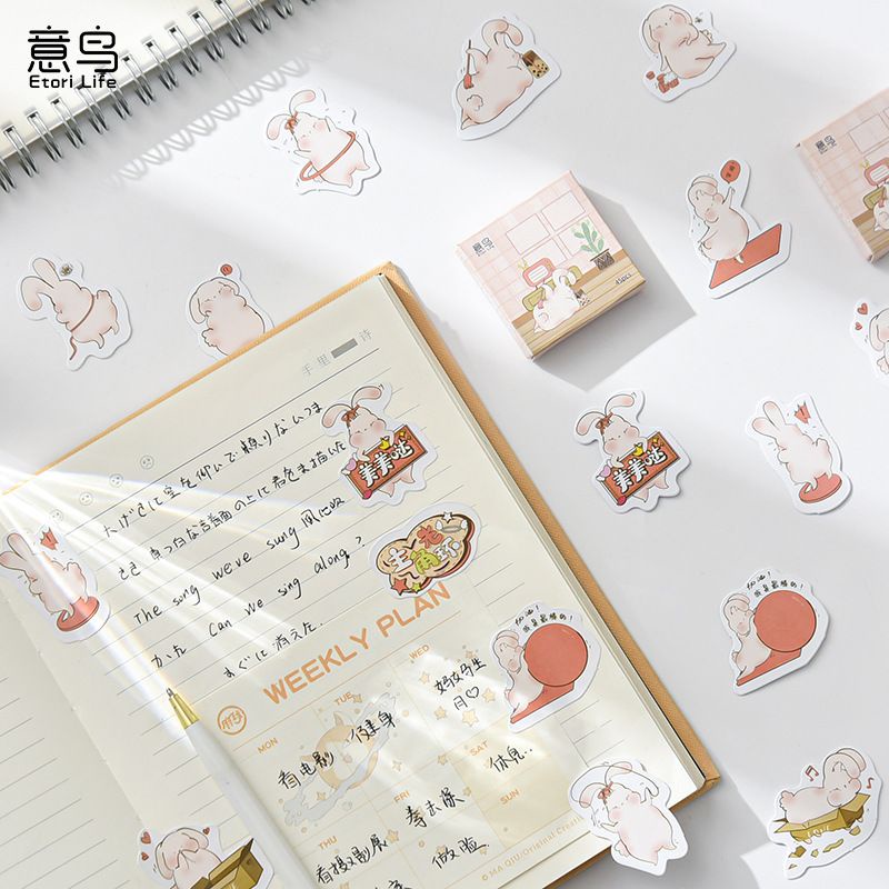 Hộp 45 hình dán sticker thỏ trang trí sổ M930