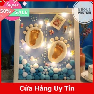 Khung ảnh in dấu tay bé - Khung ảnh đất sét - Quà tặng thôi nôi, đầy tháng, sinh nhật - Món quà ý nghĩa - giá rẻ