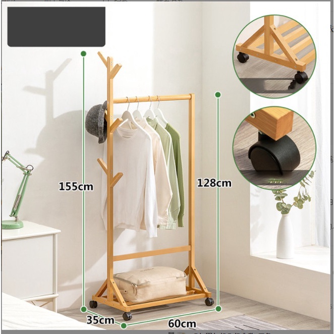 Giá Treo Quần Áo  Gỗ Tre Thông Minh Nhập Khẩu Có Chỗ Để Giày Dép Và Treo Mũ Túi Xách Tiện Lợi, Cây Treo Đồ