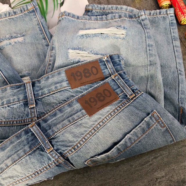 Quần short jean nam rách xuất Hàn chính hãng