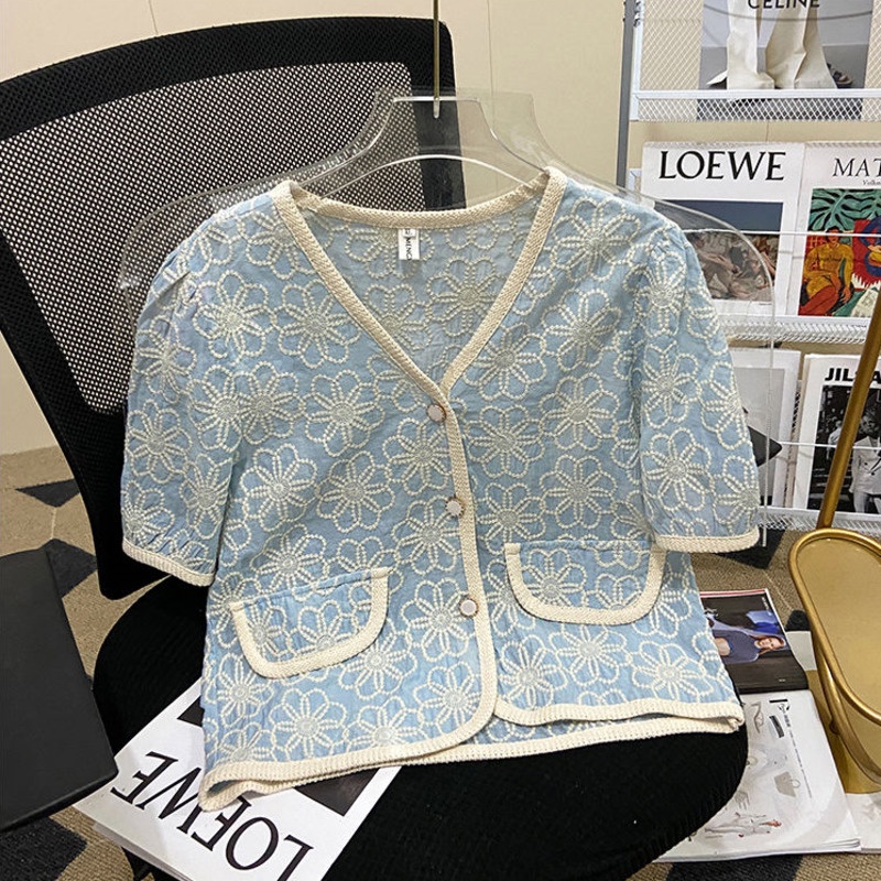 Áo Sơ Mi Tay Ngắn Cổ Chữ V Thời Trang Cho Nữ